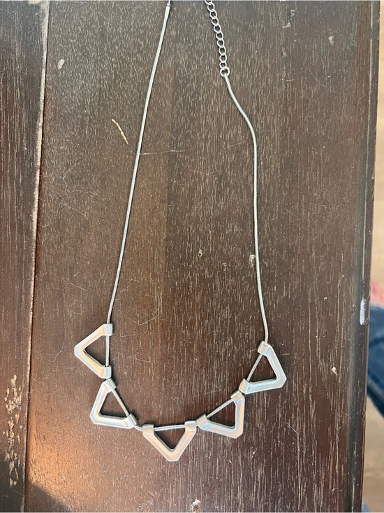 Jewelry - Modern Geometric Silver Triangle Necklace - Women